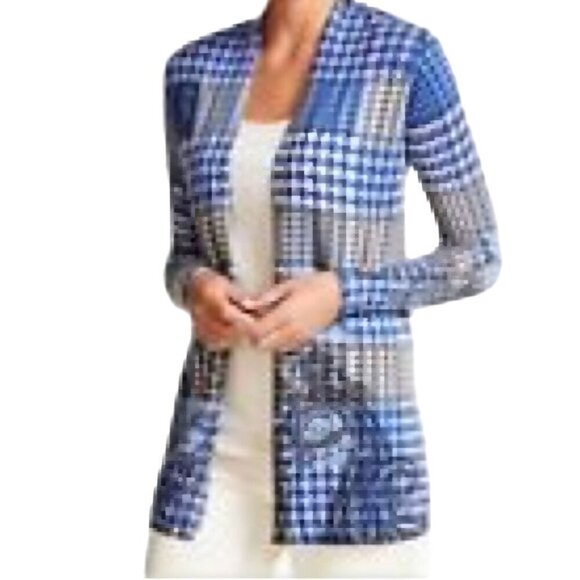 Talbots Woman Pure Merino Wool Houndstooth Paisley Cardigan Sweater Size 1X - Picture 4 of 7